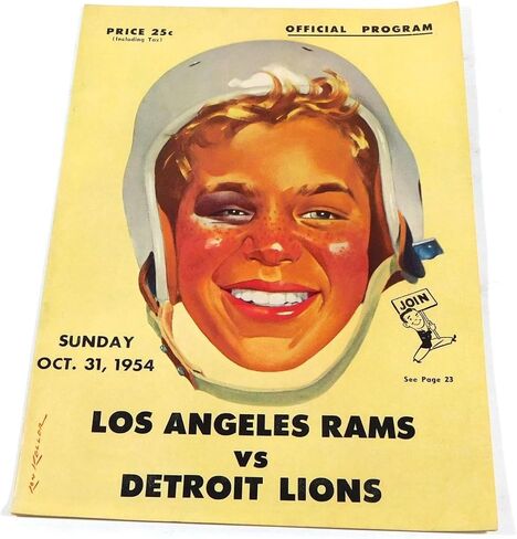1954 ديترويت ليونز في برنامج لوس أنجلوس رامز لكرة القدم NFL 10-31-54 - برامج NFL in Saudi Arabia