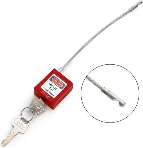 Noamus 10 Pack Lockout Tagout Locks, Steel Cable Compact Loto Safe Padlock Set, Red Keyed Lock with 20 Keys, Different Numbers Safety Locks for Electrical Stations and Devices Kits in Saudi Arabia