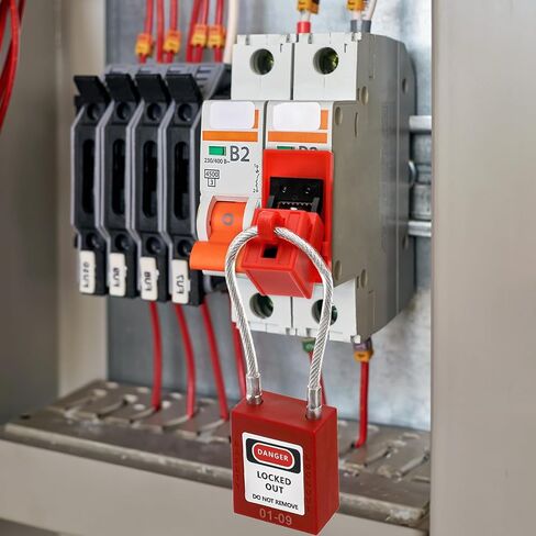 Noamus 10 Pack Lockout Tagout Locks, Steel Cable Compact Loto Safe Padlock Set, Red Keyed Lock with 20 Keys, Different Numbers Safety Locks for Electrical Stations and Devices Kits in Saudi Arabia