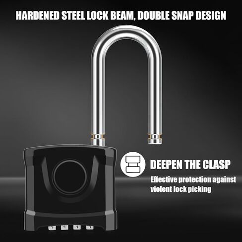 2 Pack Long Shackle Heavy Duty Outdoor Padlock, One-Key Unlocking, Diyife 4 Digit Combination Padlock with Anti-Pick 8mm Shackle, Anti-Error Design Suitable for Garage, Gate, Garden, Fence in Saudi Arabia