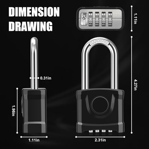 2 Pack Long Shackle Heavy Duty Outdoor Padlock, One-Key Unlocking, Diyife 4 Digit Combination Padlock with Anti-Pick 8mm Shackle, Anti-Error Design Suitable for Garage, Gate, Garden, Fence in Saudi Arabia