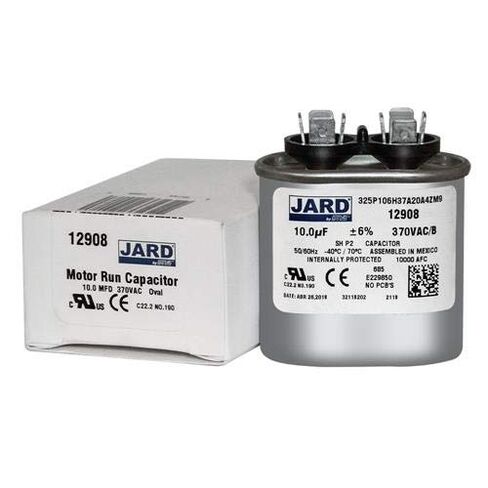 10 uF x 370 VAC Oval Run Capacitor by JARD # 12908 in Saudi Arabia