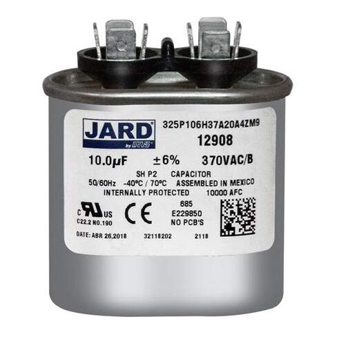 10 uF x 370 VAC Oval Run Capacitor by JARD # 12908 in Saudi Arabia