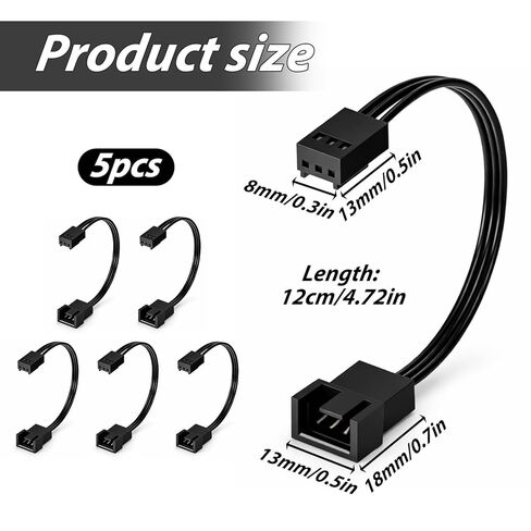 5 حزم من 4pin PWM إلى 3pin كابل محول مروحة قياسي، 3 Pin / 4-Pin Pc Fans تمديد كابل PWM Fan كابلات التحكم في درجة الحرارة للكمبيوتر in Saudi Arabia