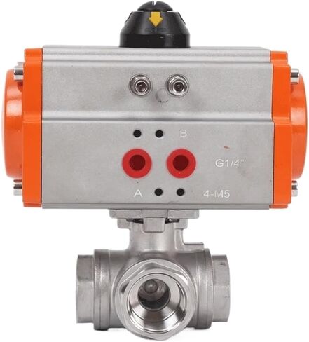 1-1/2 "ثلاث قطع صمام كروي هوائي ثلاثي الاتجاه ذو منصة عالية 304 من الفولاذ المقاوم للصدأ Q611F-16P أسطوانة مزدوجة التمثيل (نوع T) in Kuwait