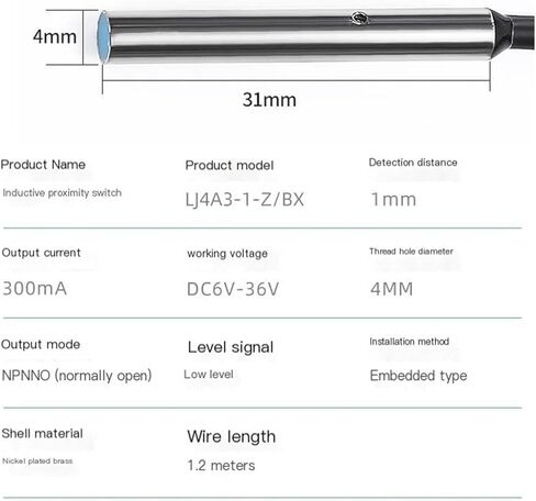 1pc Inductive Metal Induction LJ4A3-1-Z/BX Proximity Switch M4 Sensor NPN Normally Open PNP Normally Closed(NPN NC) in Saudi Arabia