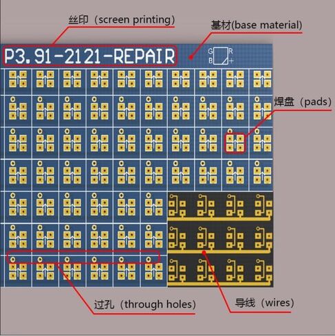 P3.91 سلسلة حلبة ورقة LED وحدة PCB وسادة إصلاح P3.91-2121/2020 /1818/1919/1921 120X120 مللي متر وسادة ورقة لإصلاح PCB أثناء التثبيت in Kuwait