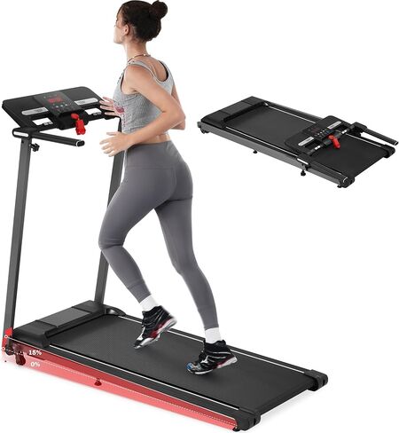 Merax Treadmill with Handles, Portable Small Treadmills for Home and Office, 3.0HP Folding Walking Pad with 300 lbs Capacity, Adjustable Angle Console, Cup Holder, LED Display and Pulse Monitor in Saudi Arabia