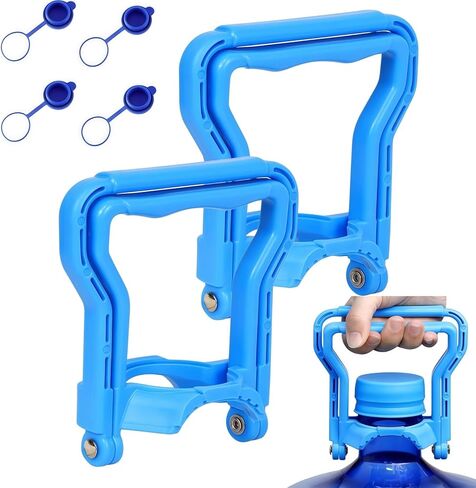 5 Gallon Water Bottle Carrier 2Pcs Set with 4 Jug Cap Jug Carrier, Heavy-Duty Ergonomic Handle with Dual-Mode Lift, Non-Slip Design for Easy and Secure Carrying, Fits Standard 5-Gallon Water Jugs in Saudi Arabia
