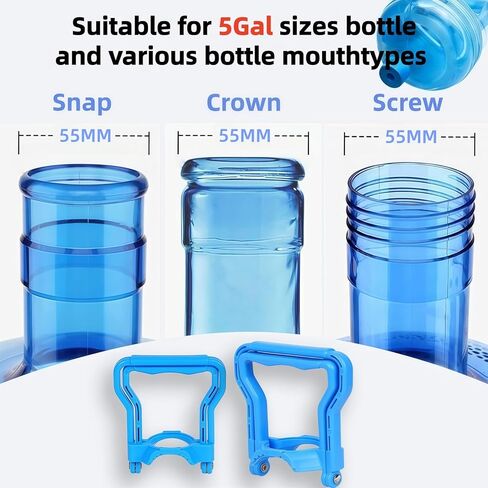 5 Gallon Water Bottle Carrier 2Pcs Set with 4 Jug Cap Jug Carrier, Heavy-Duty Ergonomic Handle with Dual-Mode Lift, Non-Slip Design for Easy and Secure Carrying, Fits Standard 5-Gallon Water Jugs in Saudi Arabia