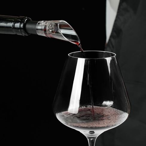Wine Aerator Pourer | Premium Aerating Spout and Decanter Set - Improve Taste and Smell Immediately,Perfect Wine Gift(2PCS)- Black in Kuwait
