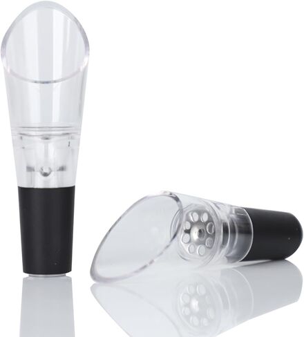 Wine Aerator Pourer | Premium Aerating Spout and Decanter Set - Improve Taste and Smell Immediately,Perfect Wine Gift(2PCS)- Black in Kuwait