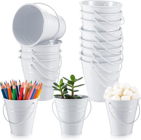 Sadnyy 12 Pcs 3.5in Small Metal Buckets with Handle, Mini Metal Pail Tin Galvanized Pail Container for Trick or Treat Flower Plant Craft Halloween Party Favors Garden Home Decoration (Silver) in Saudi Arabia