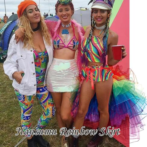 قوس قزح توتو تنورة فخر قوس قزح ذيل ملون الطبقات الدانتيل تنورة صخب الرقص تول توتو تنورة مع شريط قابل للتعديل للنساء الفتيات فخر LGBTQ موكب ديكور حفلات الهالوين كرنفال زي in Kuwait