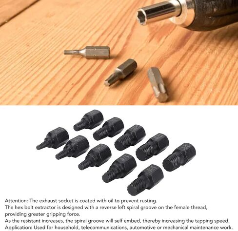 10Pcs Damaged Screw Extractor Set, 1/8in to 13/32in Hex Extractor for Telecommunications Automotive Mechanical Maintenance, CR V Steel Screw Extractors in Saudi Arabia