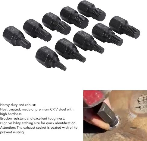 10Pcs Damaged Screw Extractor Set, 1/8in to 13/32in Hex Extractor for Telecommunications Automotive Mechanical Maintenance, CR V Steel Screw Extractors in Saudi Arabia