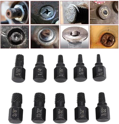 10Pcs Damaged Screw Extractor Set, 1/8in to 13/32in Hex Extractor for Telecommunications Automotive Mechanical Maintenance, CR V Steel Screw Extractors in Saudi Arabia