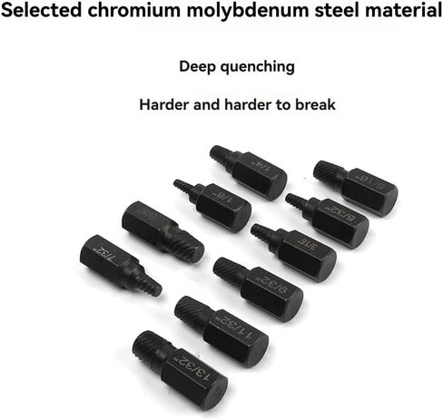 10Pcs Screw Extractor Kit Damaged Screw Remover Set Metal Easy Out Drill Bits Broken Bolt Stud Remover Multi-Spline in Saudi Arabia