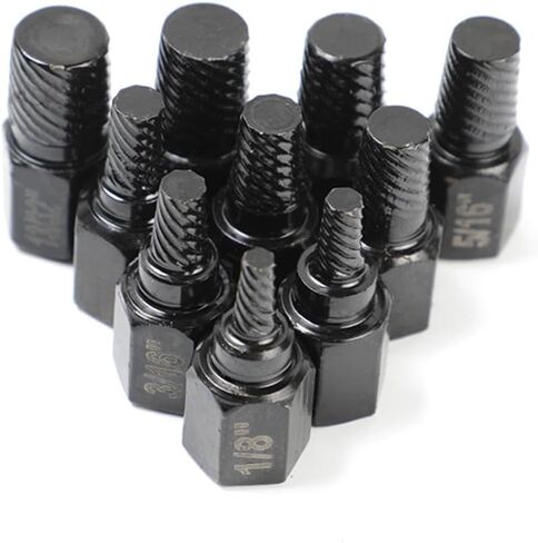 10Pcs Screw Extractor Kit Damaged Screw Remover Set Metal Easy Out Drill Bits Broken Bolt Stud Remover Multi-Spline in Saudi Arabia