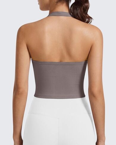 G4Free Ribbed Halter Crop Tank Tops Going Out Camisoles Backless Button Slim Fit Cropped Cami Top in Saudi Arabia
