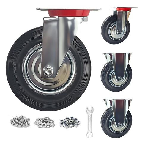 8 Inch Heavy Duty Casters Wheels Set of 4, Large 3200lbs Swivel Rubber Wheel Outdoor Castors, Industrial Casters for Furniture、Workbench、Dolly、Cart、Trolley、Chicken Coop (4 Swivel) in Saudi Arabia
