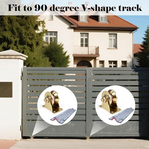 2" V-Groove Wheel Sliding Gate Casters with Brackets Heavy Duty Rigid Roller for Inverted V-Track, Rolling Gate, Industrial Machines Rail, Total Load Capacity 2500 Lbs, Pack of 4 in Kuwait