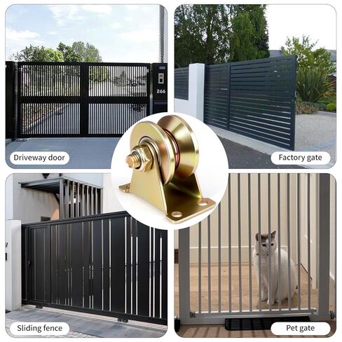 2" V-Groove Wheel Sliding Gate Casters with Brackets Heavy Duty Rigid Roller for Inverted V-Track, Rolling Gate, Industrial Machines Rail, Total Load Capacity 2500 Lbs, Pack of 4 in Kuwait