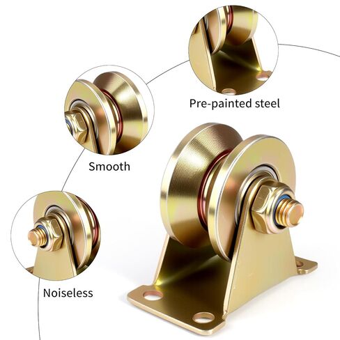 2" V-Groove Wheel Sliding Gate Casters with Brackets Heavy Duty Rigid Roller for Inverted V-Track, Rolling Gate, Industrial Machines Rail, Total Load Capacity 2500 Lbs, Pack of 4 in Kuwait
