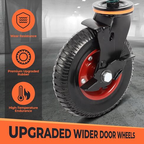 8inch Gate Wheel with Brake, Moves Smoothly Fence, 600 Lb Capacity 360 Degree Rotation Gate Wheels for Wooden/Metal Tube Gate Spring-Loaded Heavy Duty Gate Wheel Nuts Wrench Gloves in Saudi Arabia
