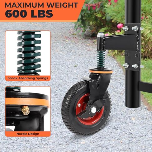 8inch Gate Wheel with Brake, Moves Smoothly Fence, 600 Lb Capacity 360 Degree Rotation Gate Wheels for Wooden/Metal Tube Gate Spring-Loaded Heavy Duty Gate Wheel Nuts Wrench Gloves in Saudi Arabia