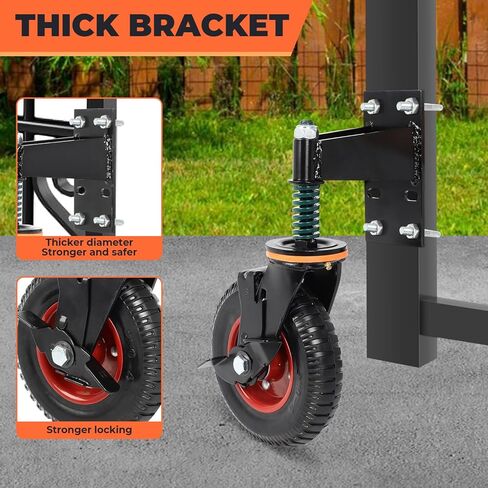 8inch Gate Wheel with Brake, Moves Smoothly Fence, 600 Lb Capacity 360 Degree Rotation Gate Wheels for Wooden/Metal Tube Gate Spring-Loaded Heavy Duty Gate Wheel Nuts Wrench Gloves in Saudi Arabia