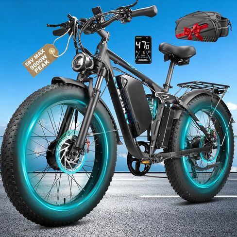 8000W Peak Dual Motor Ebike for Adults 47 MPH Fast Electric Bike, 58V Max-Output 1972 Wh Up to 105 Miles Ebikes,24" Fat Tire E-Bike,Full Suspension Electric Bicycle for Mountain Commuter Snow in Saudi Arabia