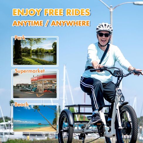 EMOJO Bull 8.5" Low Step Through Electric Tricycle for Adults Up to 100 Miles Long Range Ebike Trike with Differential 500W 7 Speed 20MPH Three Wheel Electric Bike in Saudi Arabia