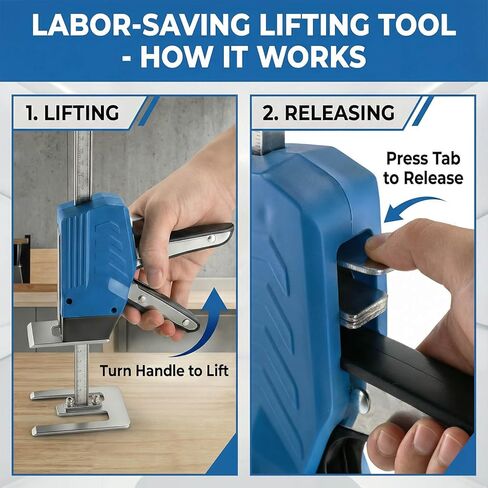 2 Pack Labor Saving Jack, Upgraded Furniture Lift with Debris-Proof Shield, Dual Release Mode (Step & Fast), 440lbs Capacity, 8.27" Lifting Height, for Home Repair, Door, Tile & DIY Project in Saudi Arabia