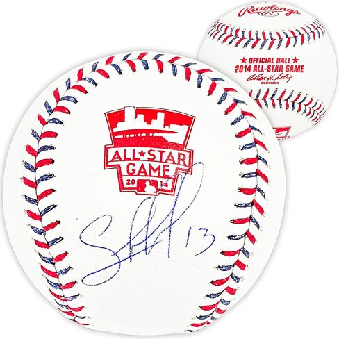 Salvador Perez Autographed Official 2014 All Star Game Logo Game Baseball Royals Beckett BAS Witness Stock #216040 in Saudi Arabia