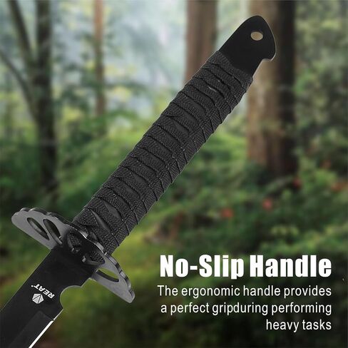 REAT Twin Ninja Sword Set with Sheath,26" Black Oxidized Stainless Steel Blades, Black Cord Wrapped Handles, Full Tang Design, Nylon Sheath That Holds Both Swords Includes Shoulder Strap in Kuwait