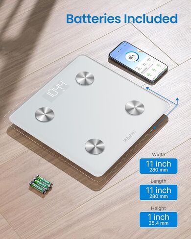 RENPHO Smart Scale, Digital Bathroom Scale for Weight, Scale with BMI, Body Fat, Muscle Mass, Body Composition Analysis, Highly Accurate Bluetooth Scale with APP, 400lbs, White-Elis 1 in Saudi Arabia