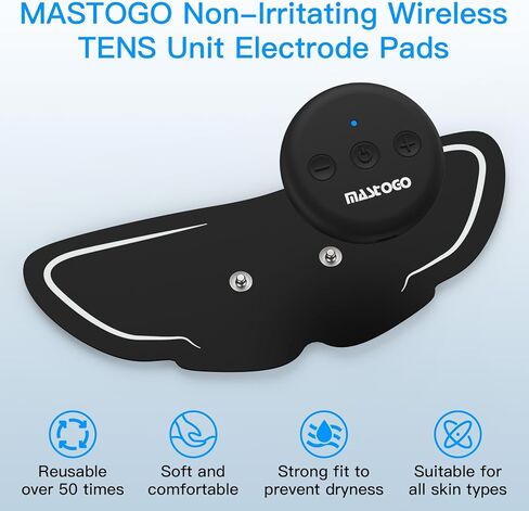 وسادات الأقطاب الكهربائية لوحدة TENS اللاسلكية من MASTOGO - حزمة مكونة من 4 قطع، متوافقة مع أجهزة TENS اللاسلكية المجهزة بموصلات كبس مقاس 3.5 مم متباعدة عند 1.37 بوصة، التصاق قوي، صديقة للبشرة. in Kuwait