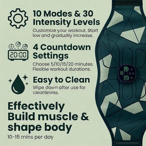 جهاز تحفيز عضلات البطن، حزام تدريب البطن والظهر من الدرجة العسكرية للرجال والنساء، جهاز تمرين محمول، معدات لياقة بدنية منزلية للاستخدام المكتبي والسفر باللون الأسود in Kuwait