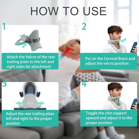 Neck Brace for Neck Pain and Support, 360° Adjustable Cervical Collar, Soft Neck Traction Device Neck Stretcher Orthotic Corrector, for Forward Head Posture Correction, Cervical Spine Pressure Relief in Saudi Arabia