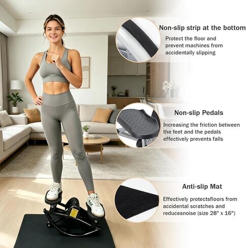 آلة Rock Stepper - جهاز Rock Stepper الهزاز الجانبي من الجانب إلى الجانب مع شاشة رقمية وأشرطة مقاومة، آلة تمرين منزلية للساقين والأرداف والخصر والقلب in Kuwait