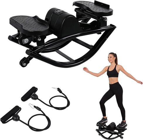 The Rock Stepper Machine with Resistance Bands-Side to Side Stepper for Exercise at Home,3D Rocking Stepper for Hip Mobility&Posture Correction,Low-Impact Full Body Workout with Digital Monitor in Saudi Arabia
