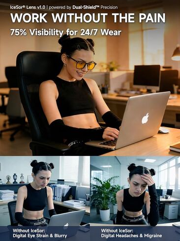 HD Blue Light Blocking Glasses 75% VLT - Dual-Shield™ Anti-Glare for Night Driving, Gaming & Office in Saudi Arabia