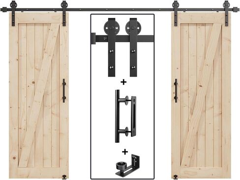 EaseLife 6FT Sliding Barn Door Hardware Track Kit & Handle,Big Industrial Spoke Wheel Pulley,Wall Mount,Slide Smoothly Quietly,Easy Install,Black,72" Track Fit for 32-34" Wide Opening (No Door) in Saudi Arabia