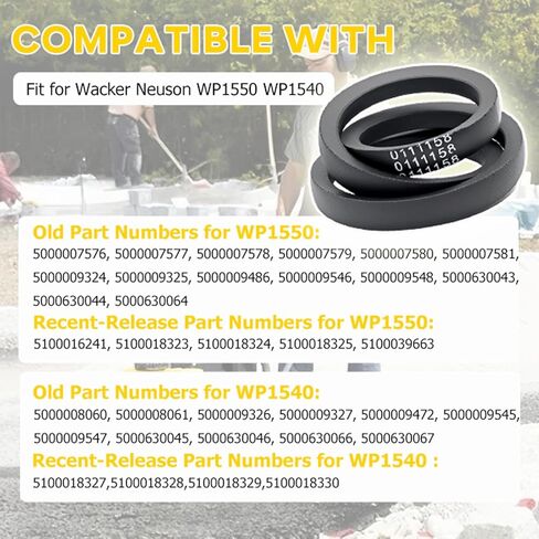 0111158 محرك حزام لوحة ضاغطة توقيت الحزام مناسب لـ Wacker Neuson الطرازات القديمة والجديدة لوحة ضاغطة WP1550 WP1540 يستبدل 5000011158 5100044733 in Kuwait