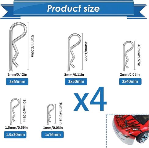 20 Pcs Hardware Cotter Pins Spring Fastener Assortment Kit, Heavy Duty Zinc Plated Hairpin Assortment Kit for Use On Hitch Pin Lock Systems Multiple Sizes in Saudi Arabia