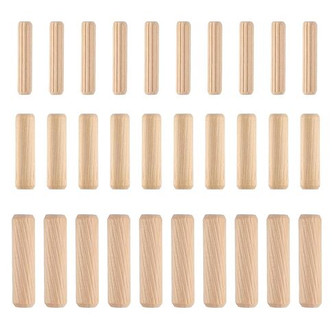 30 PCS Wood Dowels, 1/4" 3/8" 5/16" Fluted Wooden Dowel Pins Pegs Assortment Woodworking Dowels Hard Wood Grooved Plugs for Crafts, Furniture, DIY Manual, Table Legs, Wooden Frames in Saudi Arabia