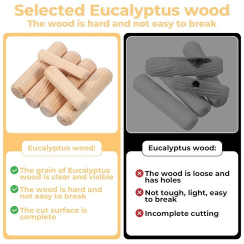 30 PCS Wood Dowels, 1/4" 3/8" 5/16" Fluted Wooden Dowel Pins Pegs Assortment Woodworking Dowels Hard Wood Grooved Plugs for Crafts, Furniture, DIY Manual, Table Legs, Wooden Frames in Saudi Arabia