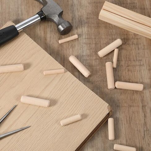 30 PCS Wood Dowels, 1/4" 3/8" 5/16" Fluted Wooden Dowel Pins Pegs Assortment Woodworking Dowels Hard Wood Grooved Plugs for Crafts, Furniture, DIY Manual, Table Legs, Wooden Frames in Saudi Arabia