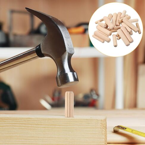30 PCS Wood Dowels, 1/4" 3/8" 5/16" Fluted Wooden Dowel Pins Pegs Assortment Woodworking Dowels Hard Wood Grooved Plugs for Crafts, Furniture, DIY Manual, Table Legs, Wooden Frames in Saudi Arabia